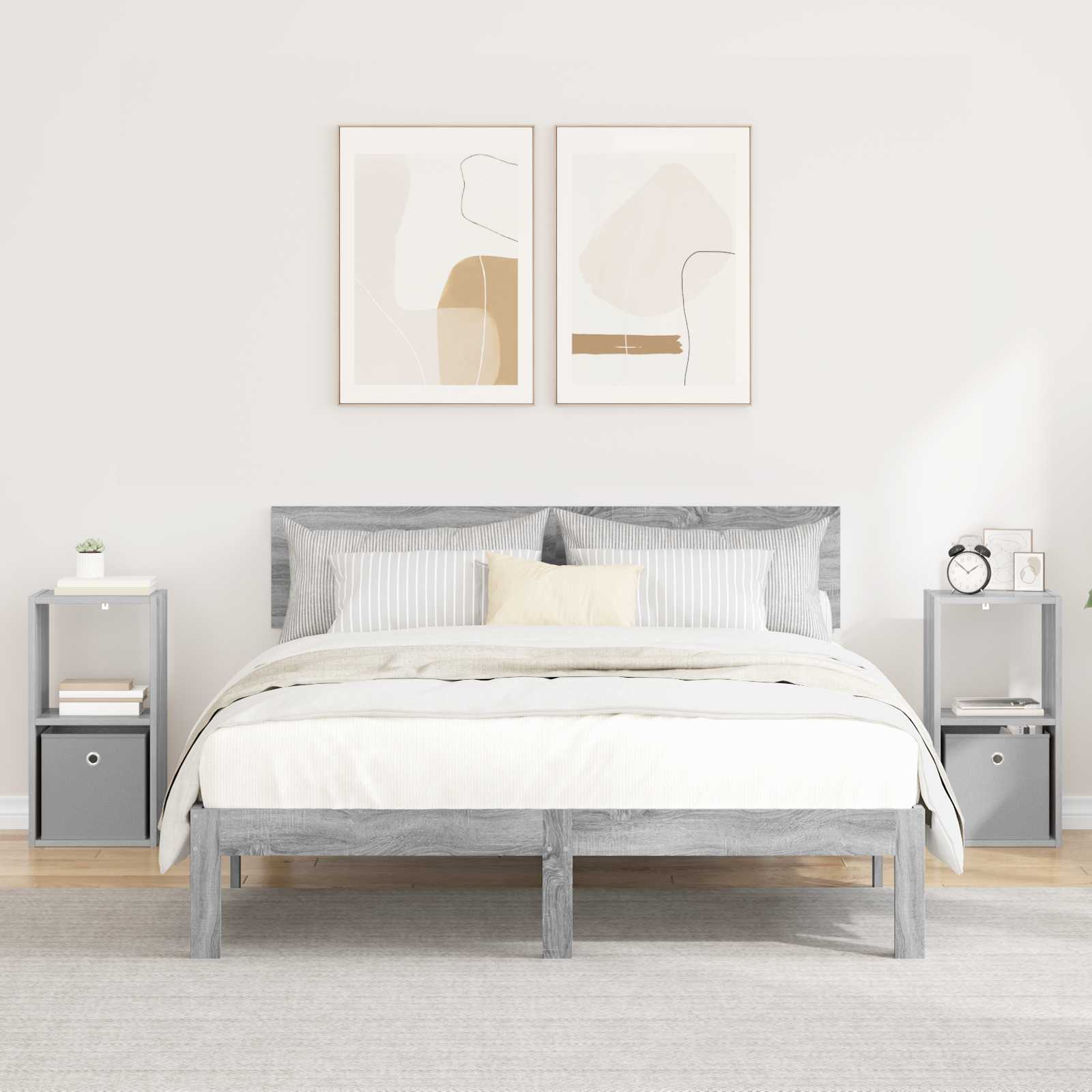 Noćni ormarić s ladicama 2 pcs Siva Sonoma 30,5 x 27 x 59,5 cm