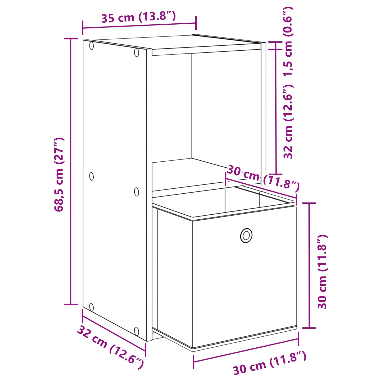 Noćni ormarić s ladicama 2 pcs Sonoma hrast 35 x 32 x 68,5 cm
