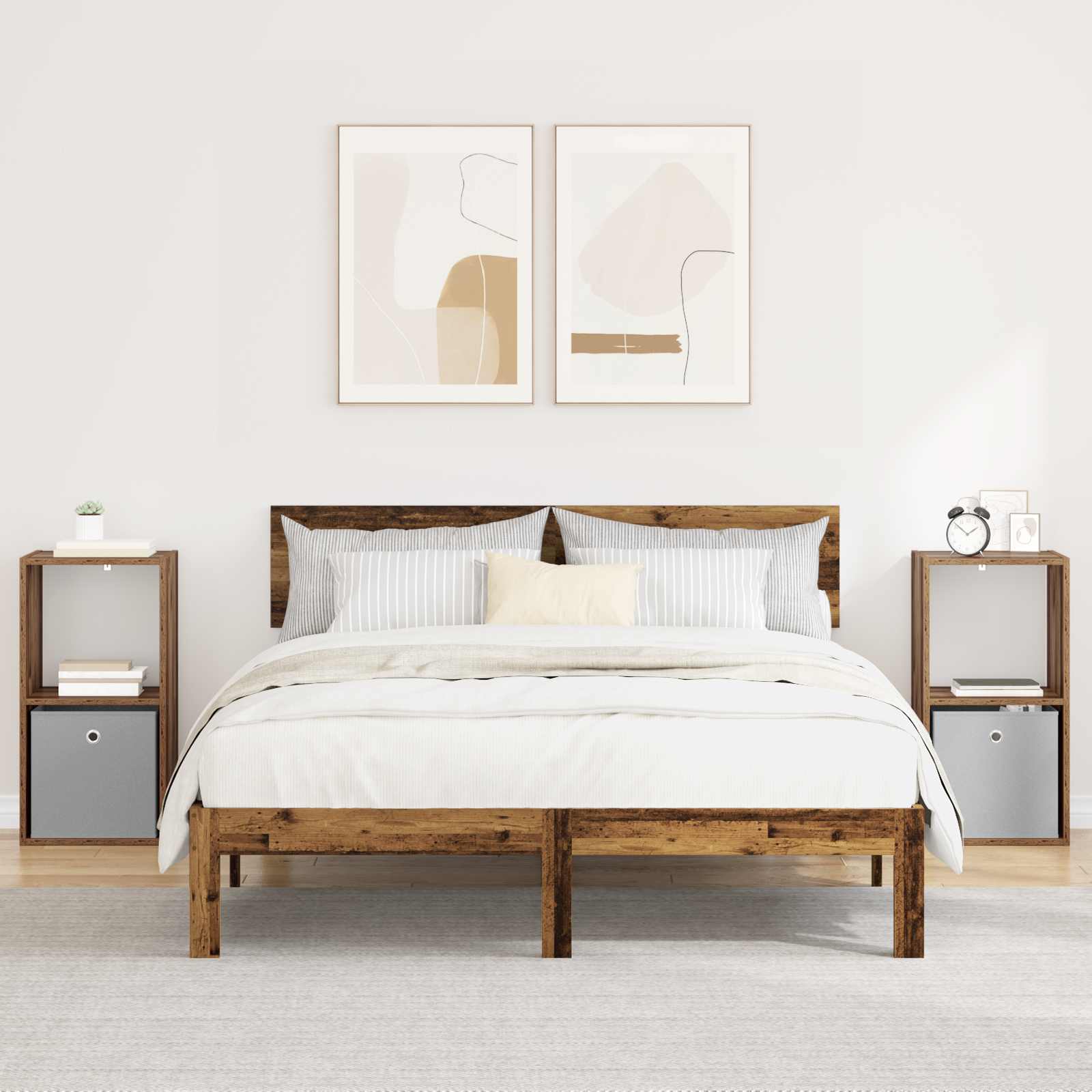Noćni ormarić s ladicama 2 pcs Staro drvo 35 x 32 x 68,5 cm