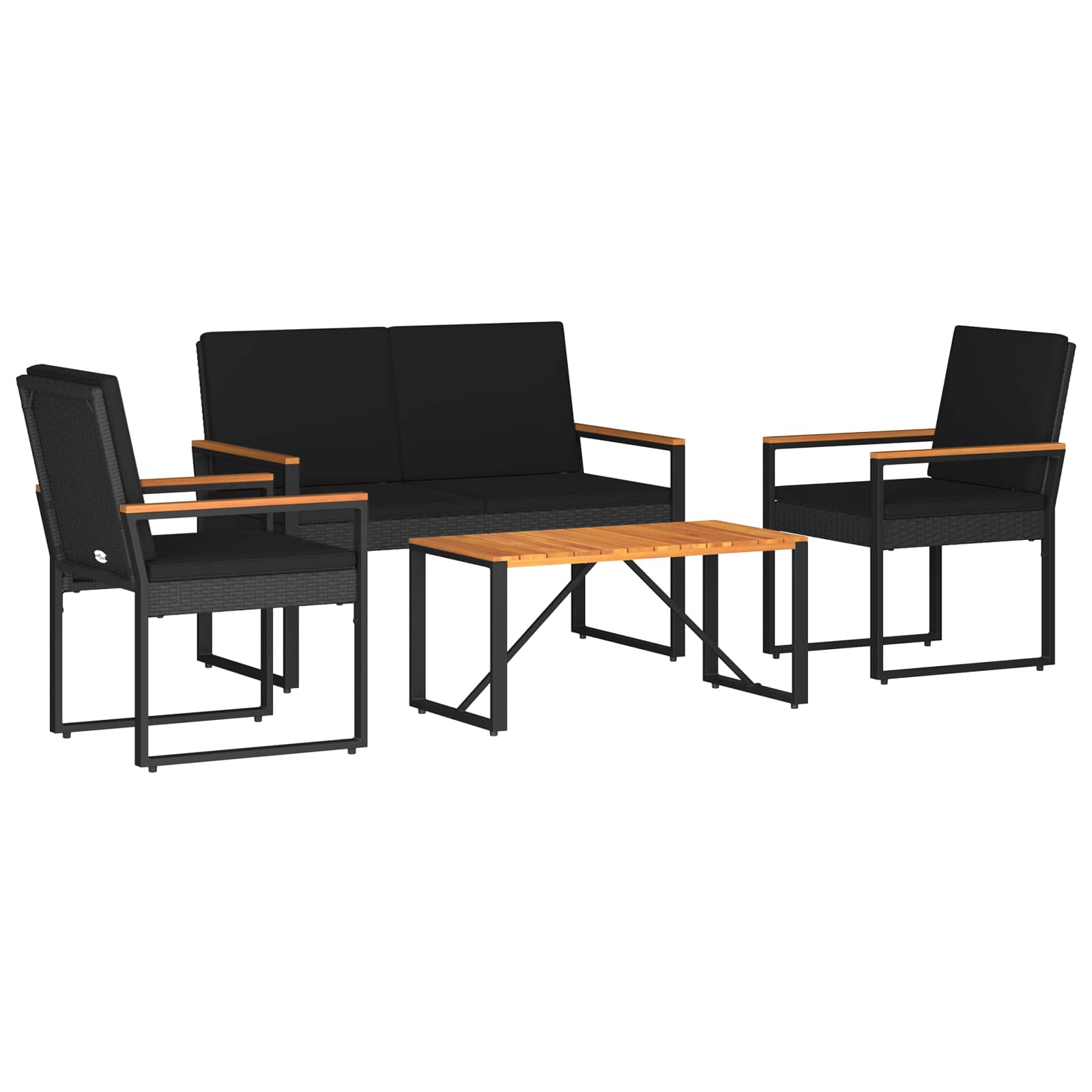 Set vanjskog namještaja s jastukom 4 pcs Crna poliratan