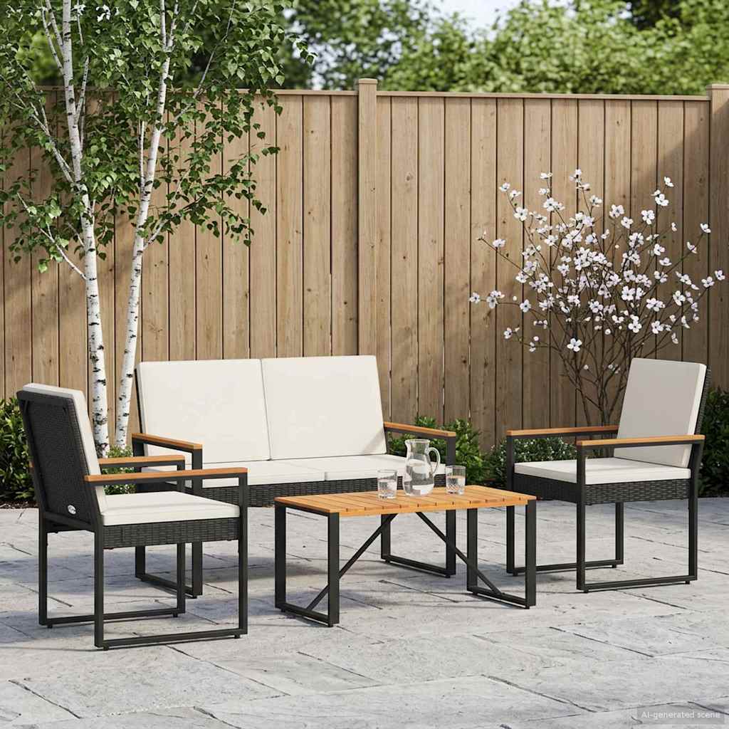Set vanjskog namještaja 4 pcs Crna i krem-bijela poliratan