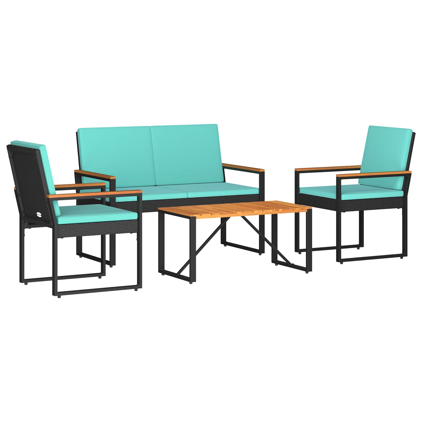 Set vanjskog namještaja 4 pcs Crna i Tirkizna poliratan