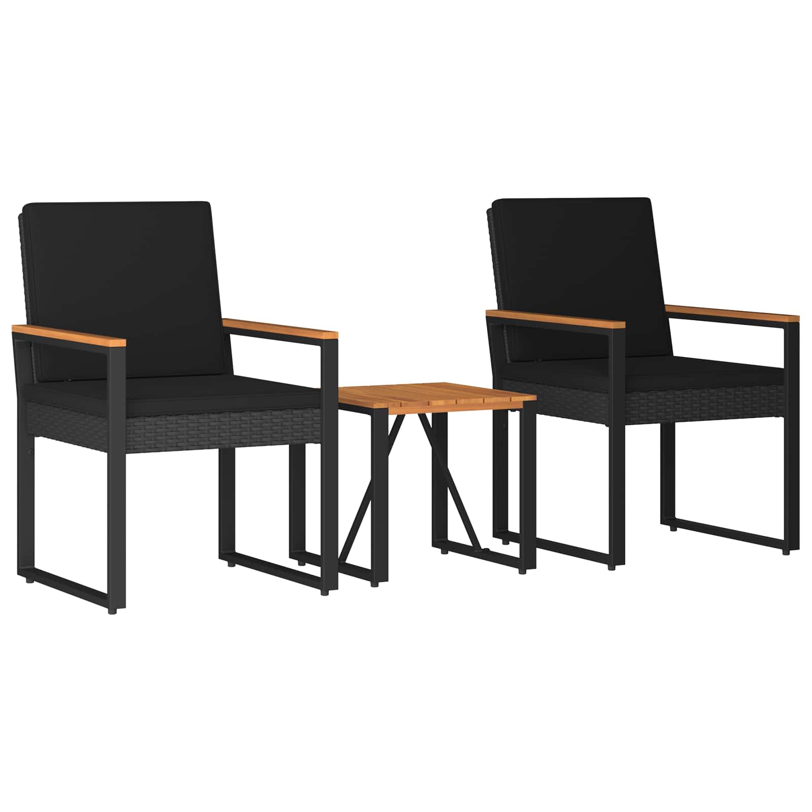 Set vanjskog namještaja s jastukom 3 pcs Crna poliratan