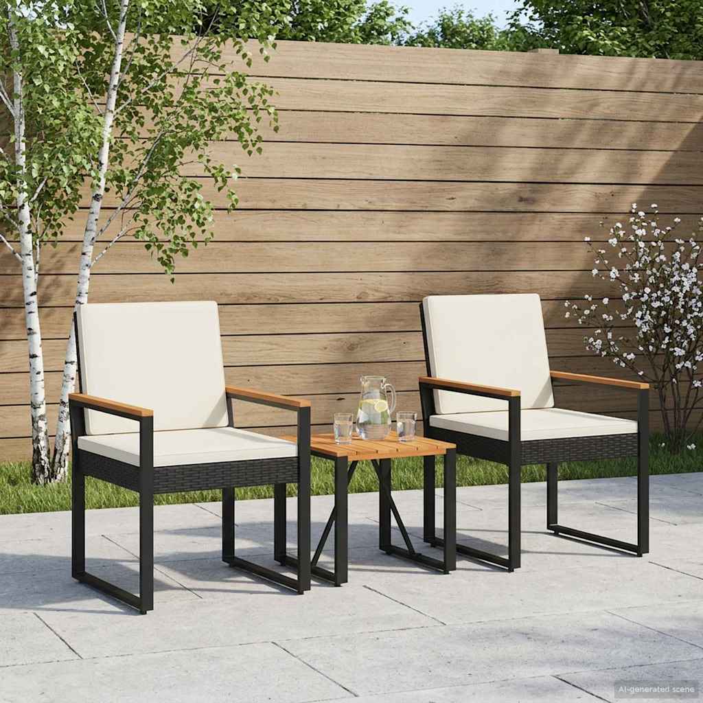 Set vanjskog namještaja 3 pcs Crna i krem-bijela poliratan