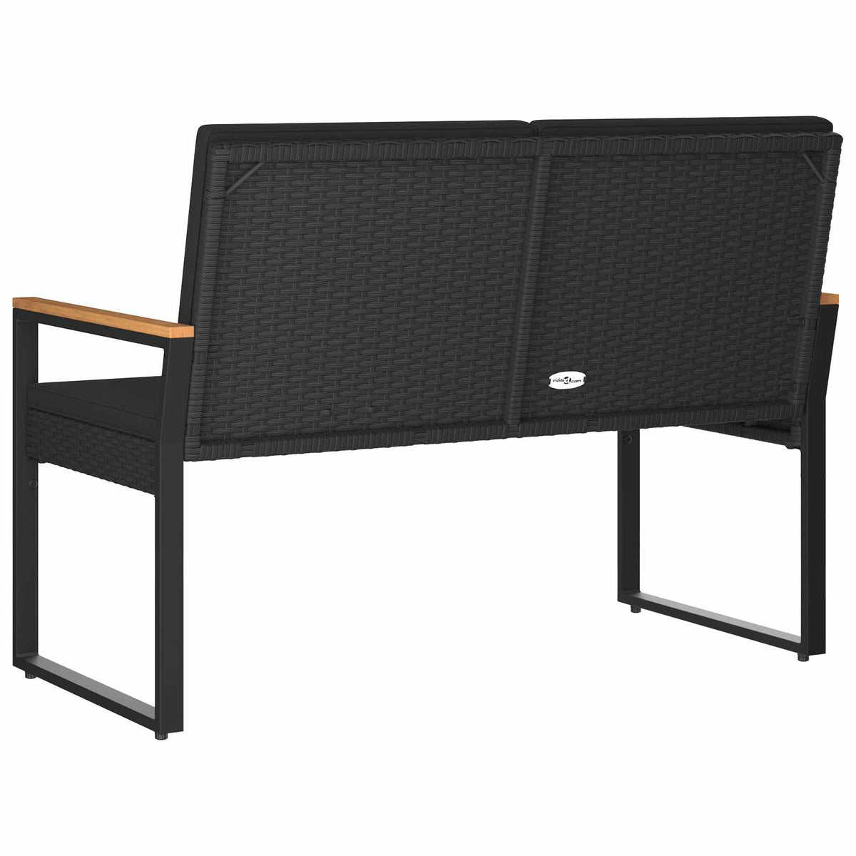 Vanjska klupa s jastukom Crna 107 x 61 x 80 cm poliratan