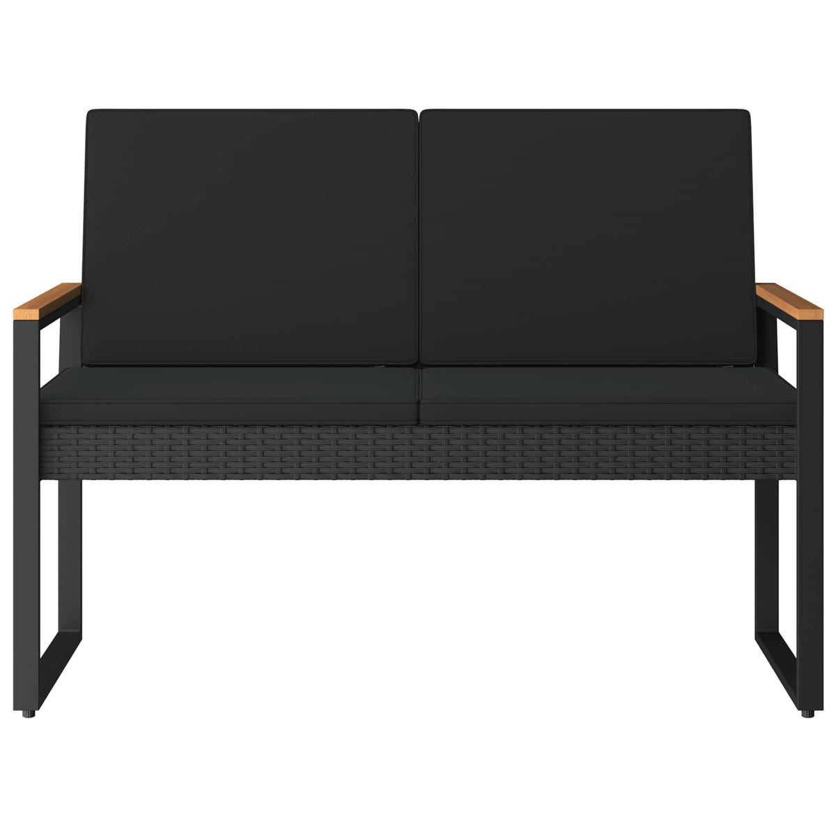 Vanjska klupa s jastukom Crna 107 x 61 x 80 cm poliratan