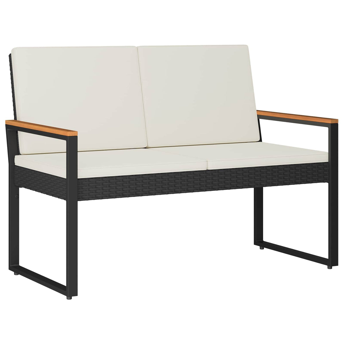 Vanjska klupa Crna i krem-bijela 107 x 61 x 80 cm poliratan