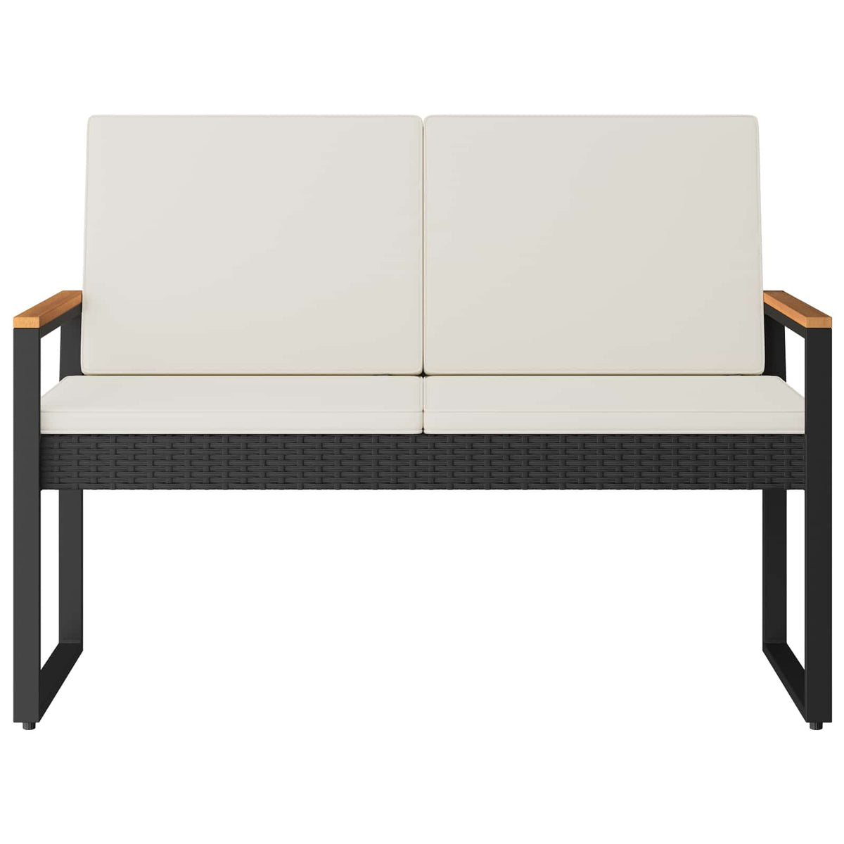 Vanjska klupa Crna i krem-bijela 107 x 61 x 80 cm poliratan