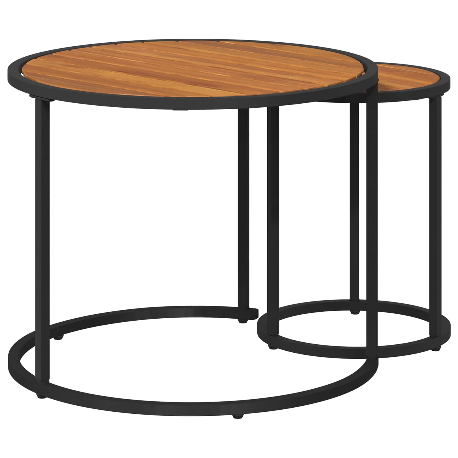 Set stolića za kavu 2 pcs Prirodna i crna 55 x 55 x 45 cm