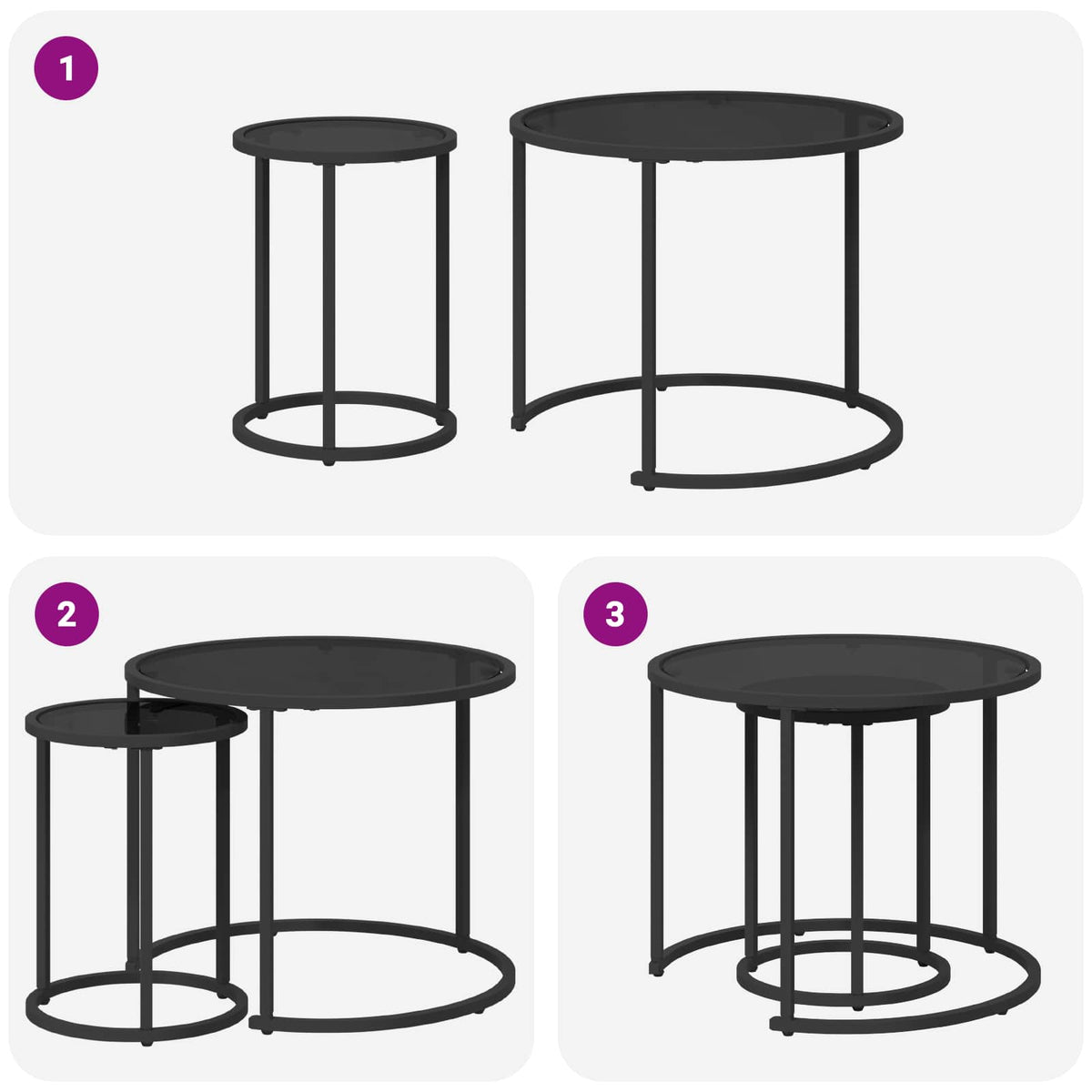 Set stolića za kavu 2 pcs 55 x 55 x 45 cm čelik