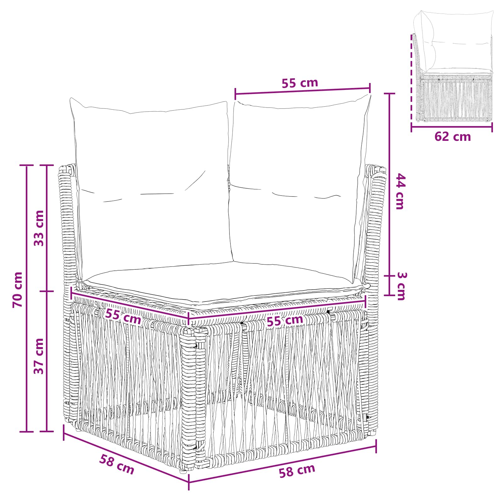 Kutna sofa Crna poliratan