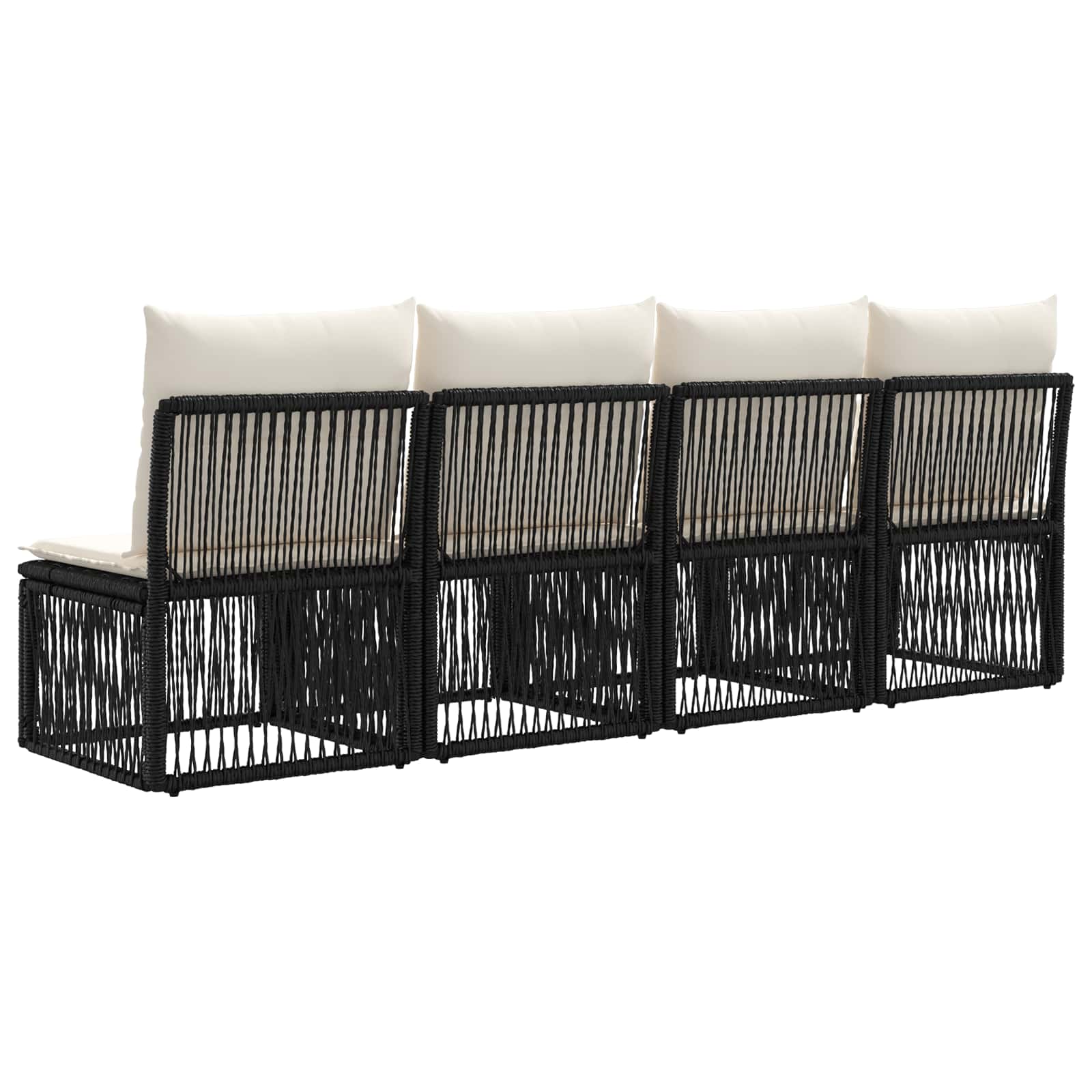 4-sjedala sofa 4 pcs 4-Broj sjedala Crna poliratan