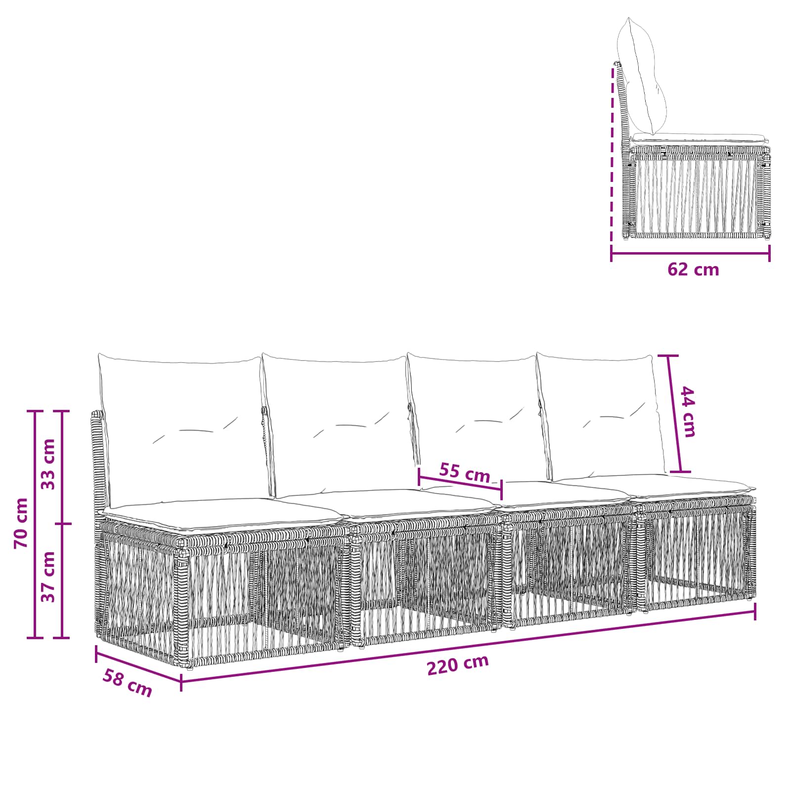 4-sjedala sofa 4 pcs 4-Broj sjedala Bež poliratan