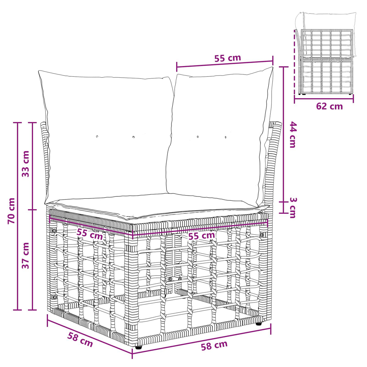 Modularna vanjska kutna soferica Prirodna poliratan
