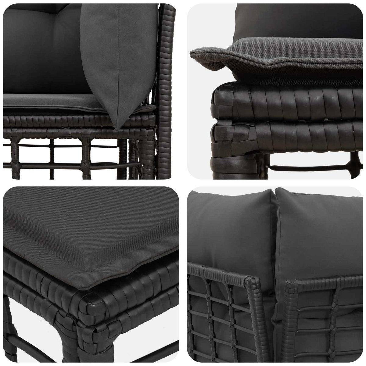 Vanjski loveseat s jastukom 2 pcs Crna i tamno siva poliratan