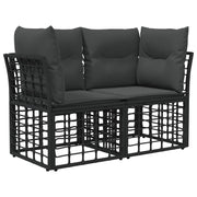 Vanjski loveseat s jastukom 2 pcs Crna i tamno siva poliratan