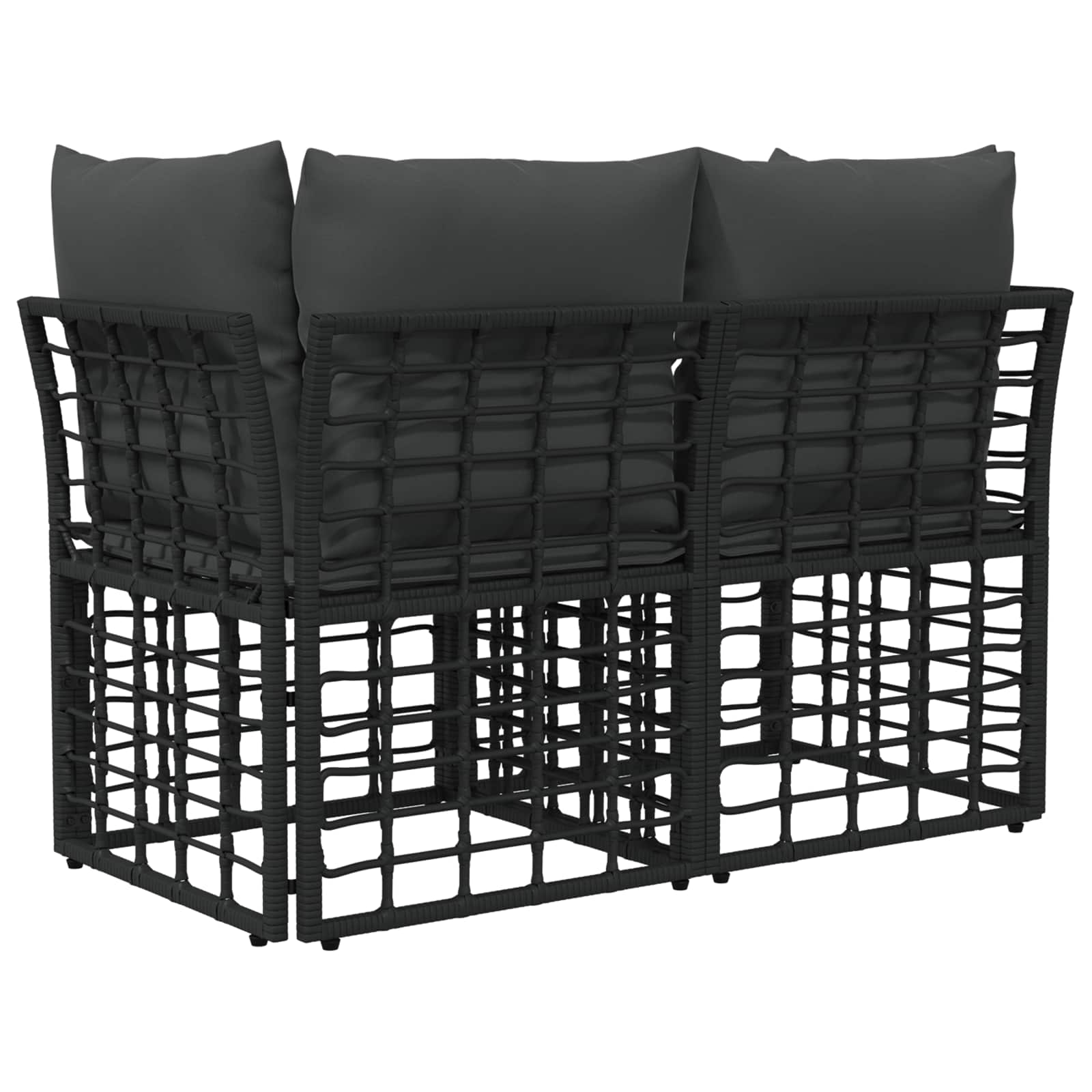 Vanjski loveseat s jastukom 2 pcs Crna i tamno siva poliratan