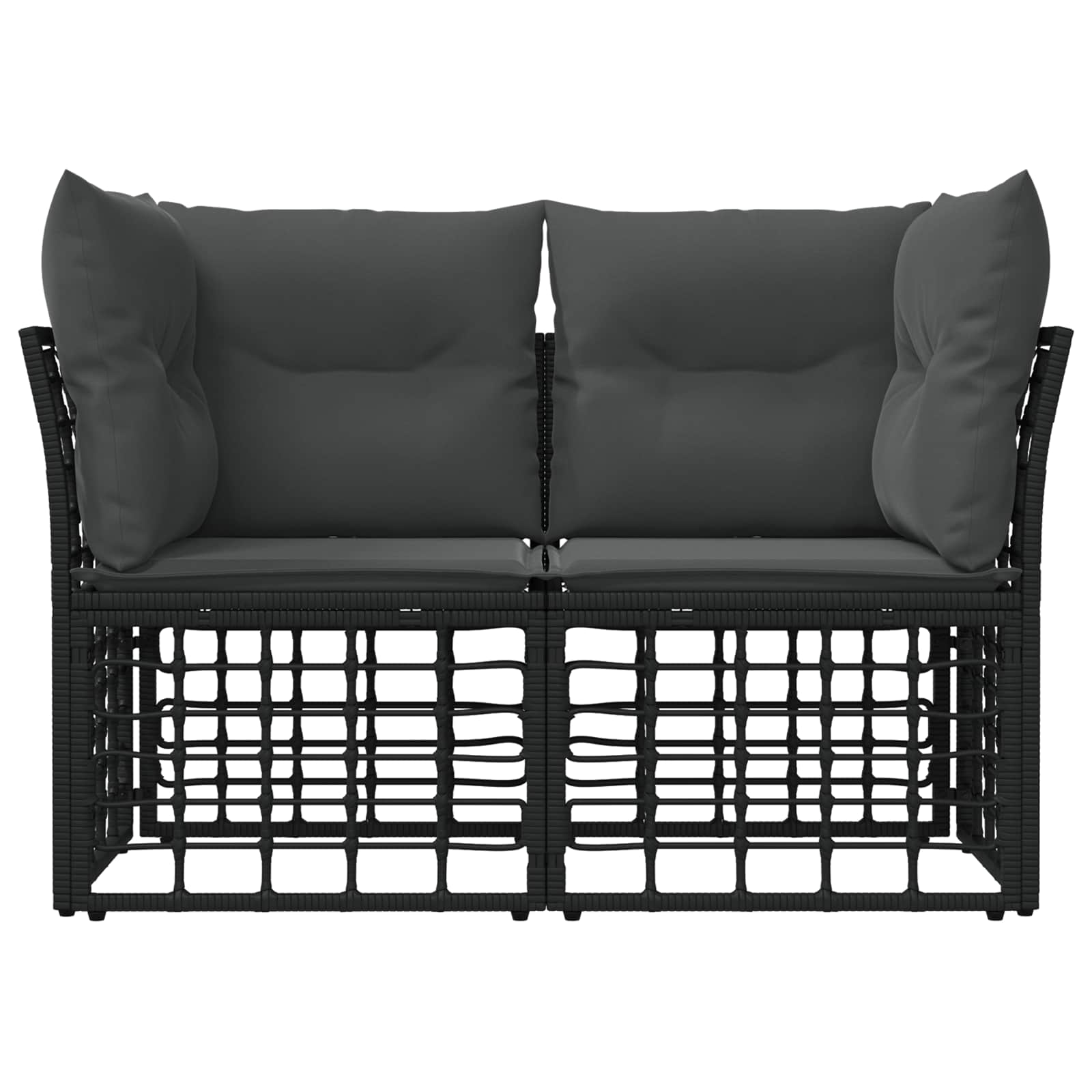 Vanjski loveseat s jastukom 2 pcs Crna i tamno siva poliratan