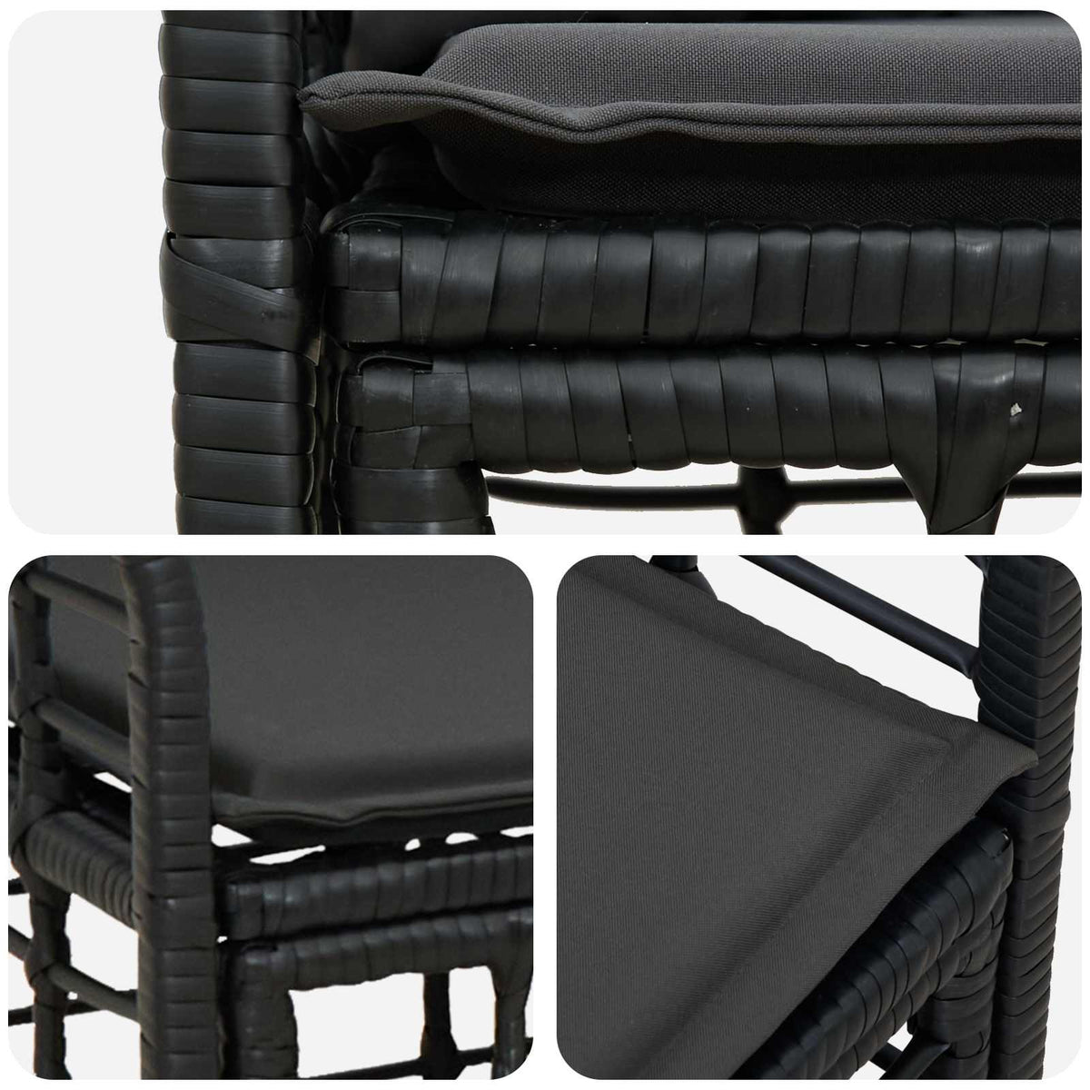 Vanjski loveseat s jastukom 2 pcs Crna i tamno siva poliratan