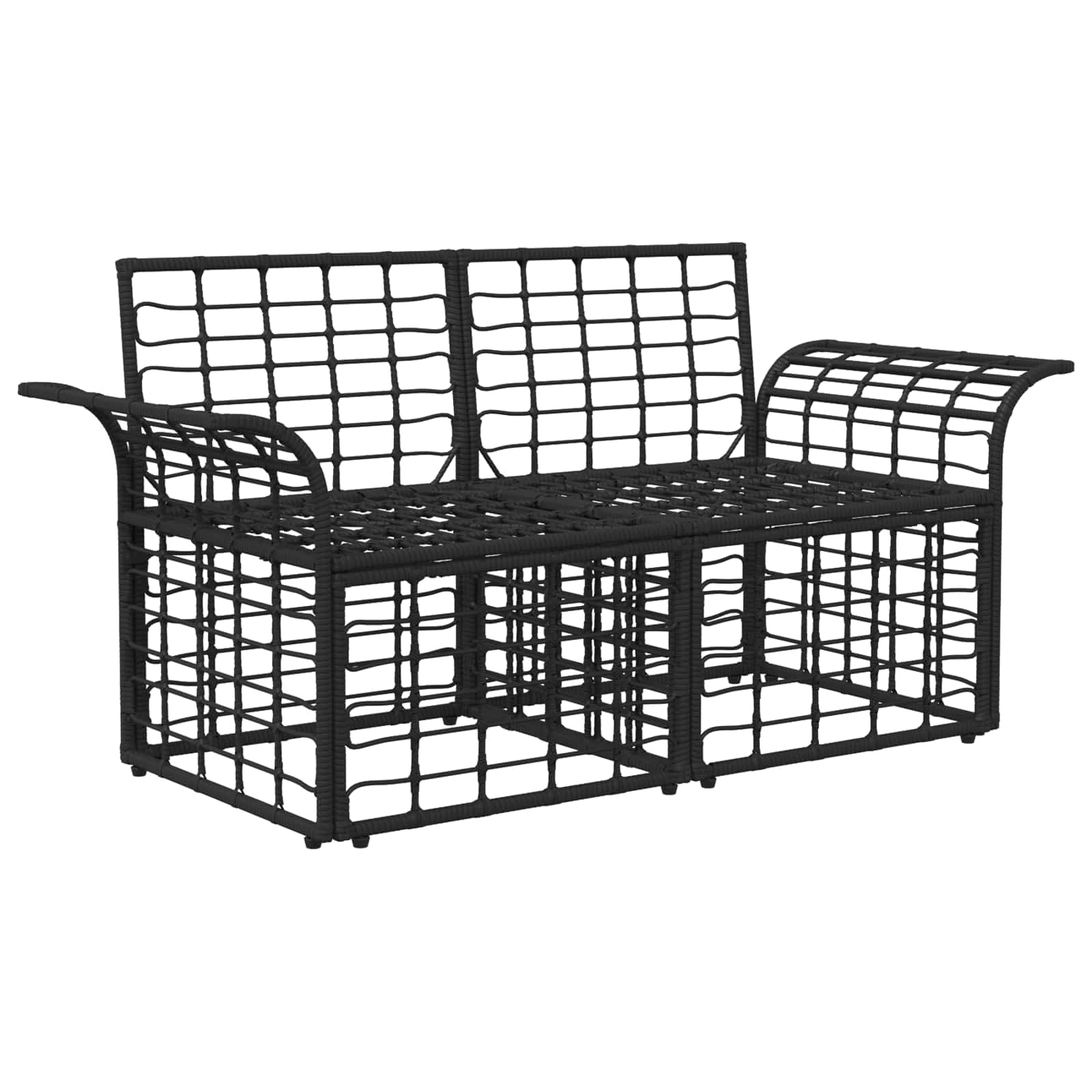 Vanjski loveseat s jastukom 2 pcs Crna i tamno siva poliratan