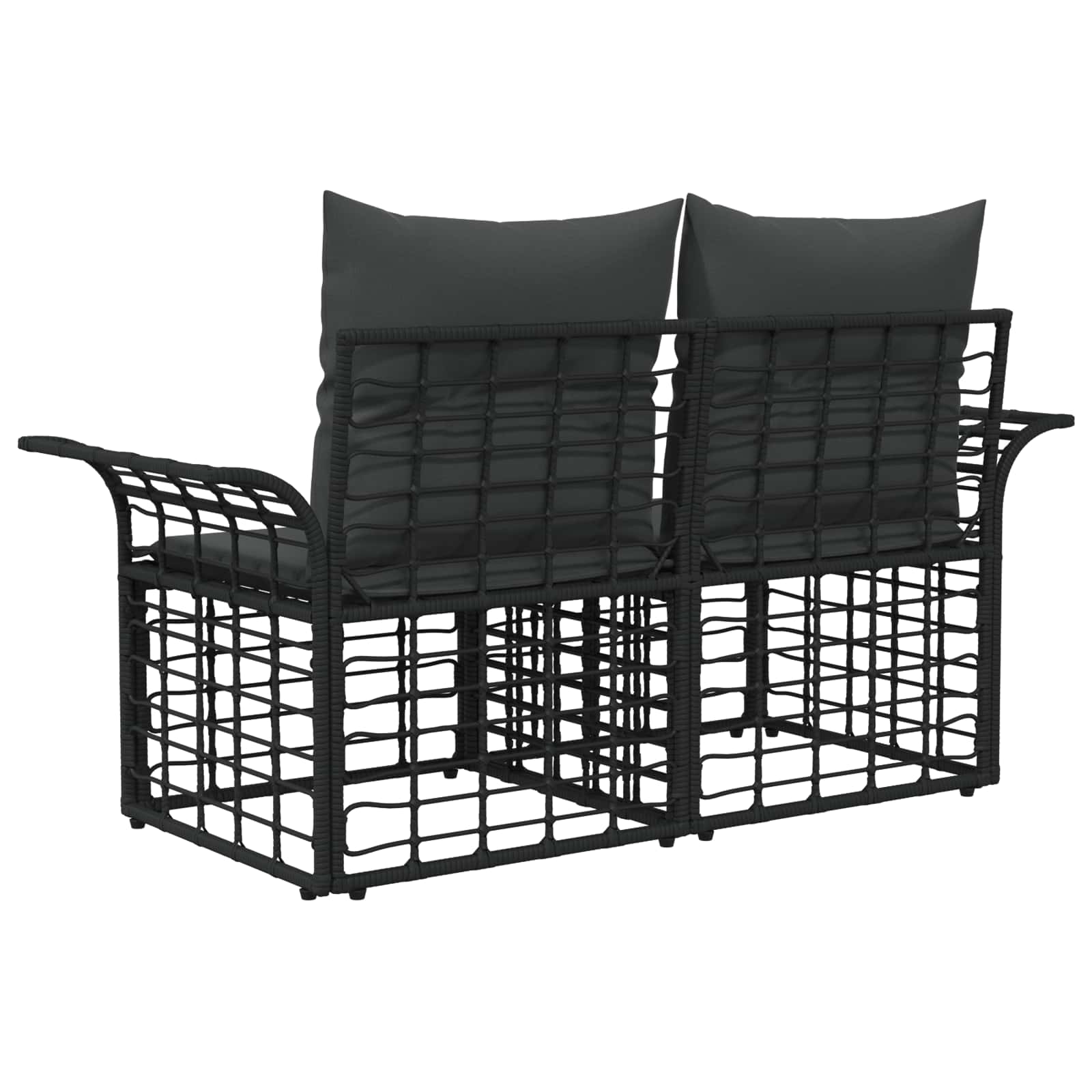 Vanjski loveseat s jastukom 2 pcs Crna i tamno siva poliratan