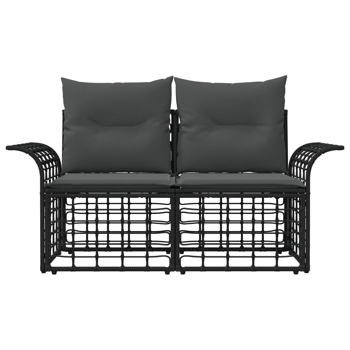 Vanjski loveseat s jastukom 2 pcs Crna i tamno siva poliratan