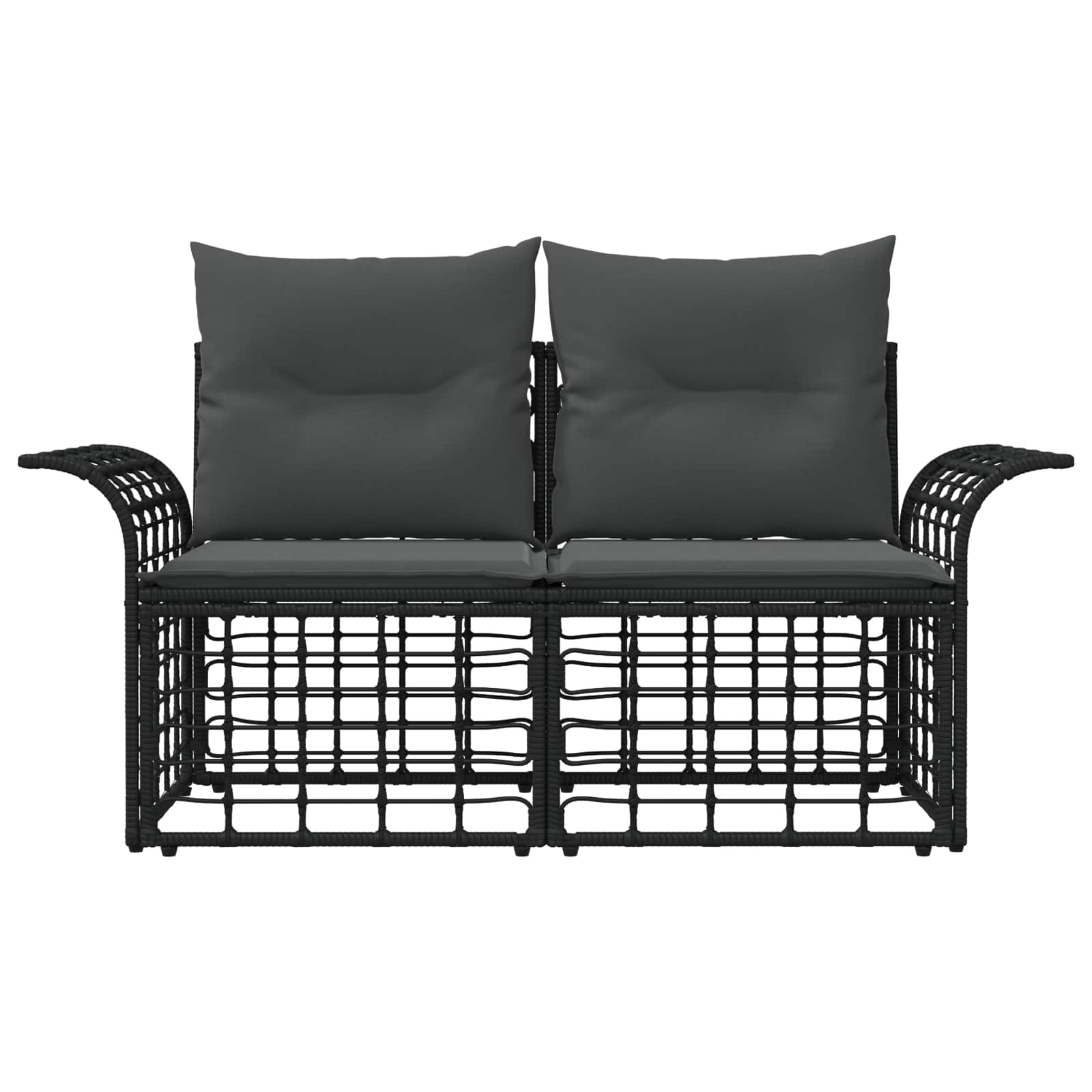 Vanjski loveseat s jastukom 2 pcs Crna i tamno siva poliratan