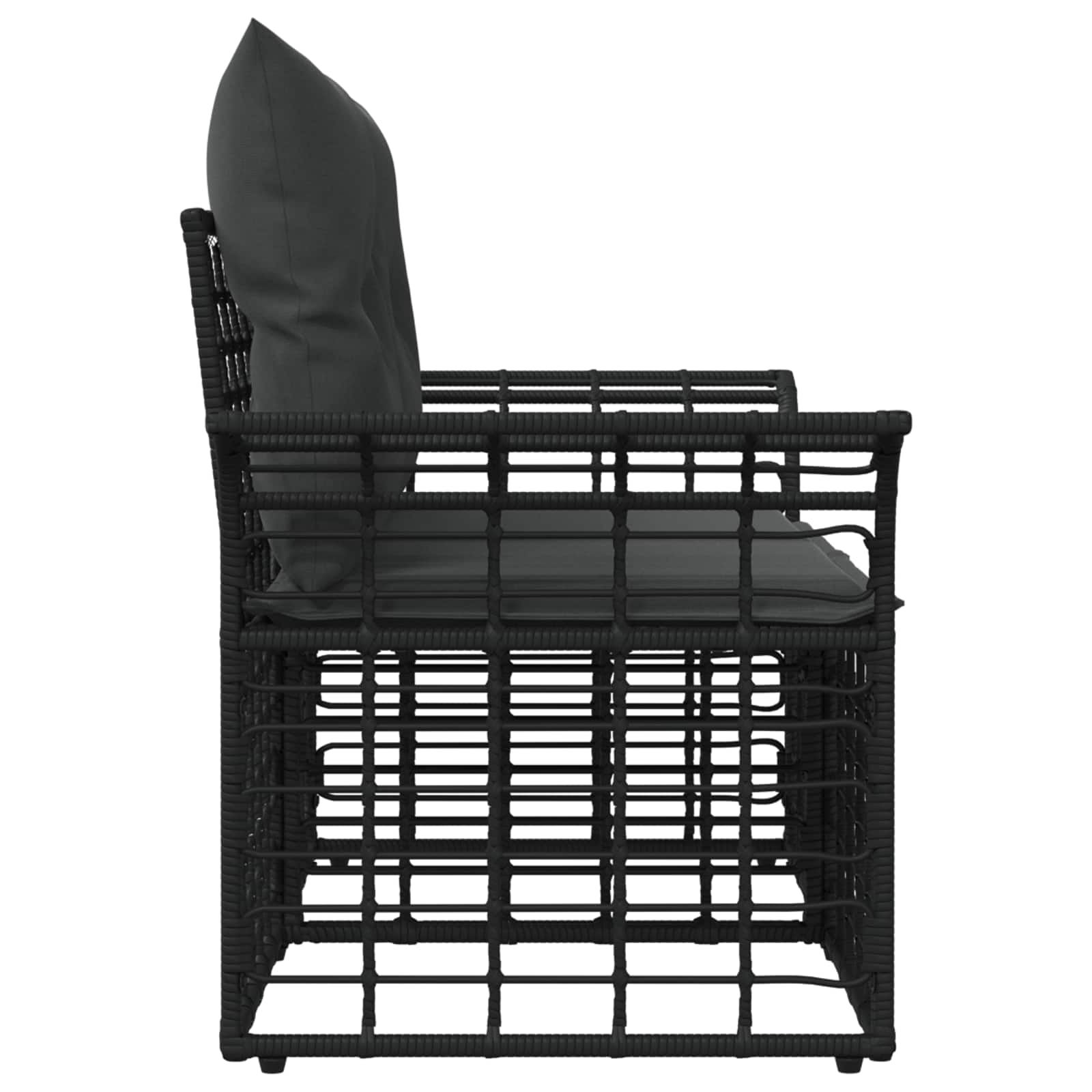 Vanjski loveseat s jastukom 2 pcs Crna i tamno siva poliratan