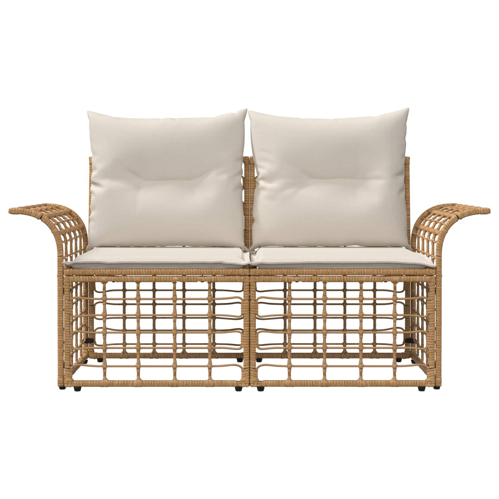 Vanjski loveseat 2 pcs Prirodna i krema bijela poliratan