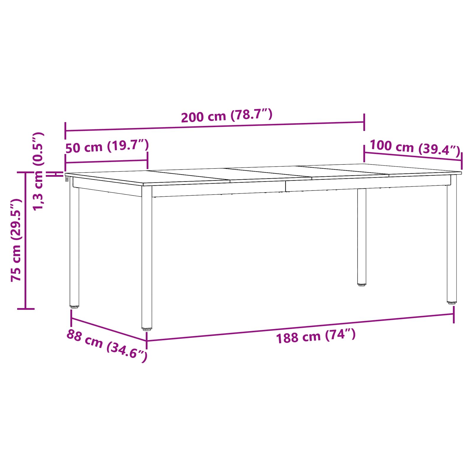 Blagovaonski stolovi 2 pcs 200 x 100 x 75 cm Konstruirano drvo