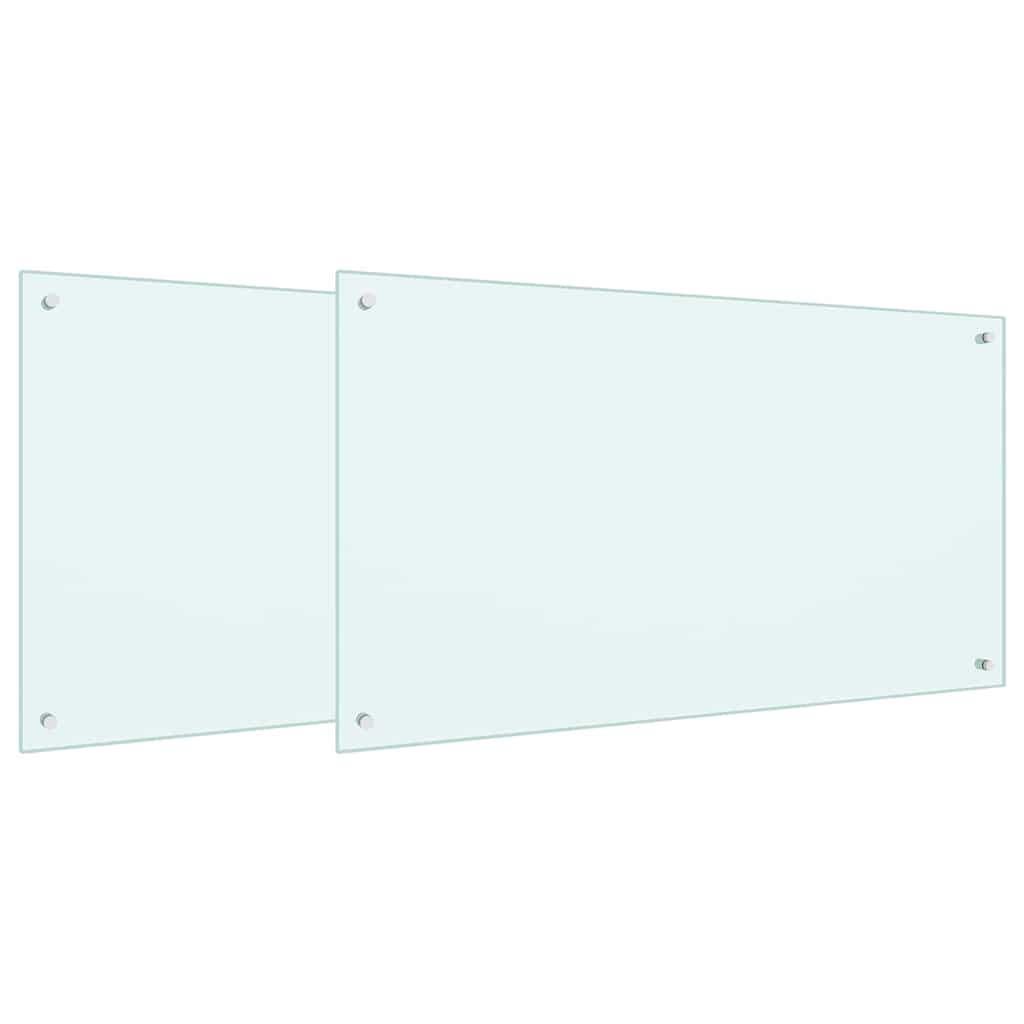 Kuhinjski zid 2 pcs Bijelo 100 x 60 cm Staklo otporno na udarce