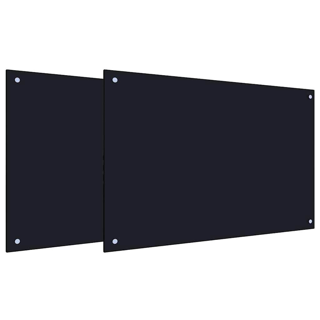 Kuhinjski zid 2 pcs Crna 90 x 60 cm Staklo otporno na udarce