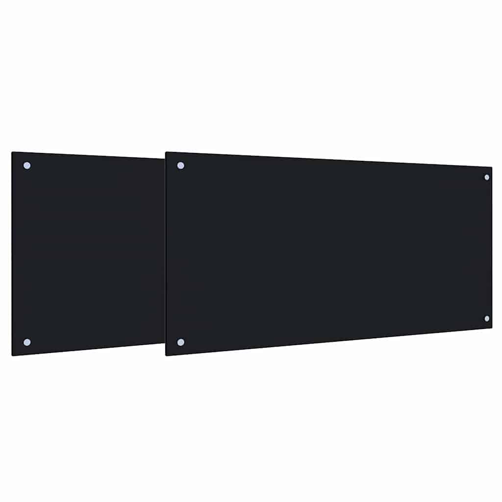 Kuhinjski zid 2 pcs Crna 100 x 50 cm Staklo otporno na udarce