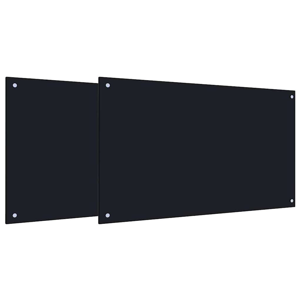 Kuhinjski zid 2 pcs Crna 100 x 60 cm Staklo otporno na udarce