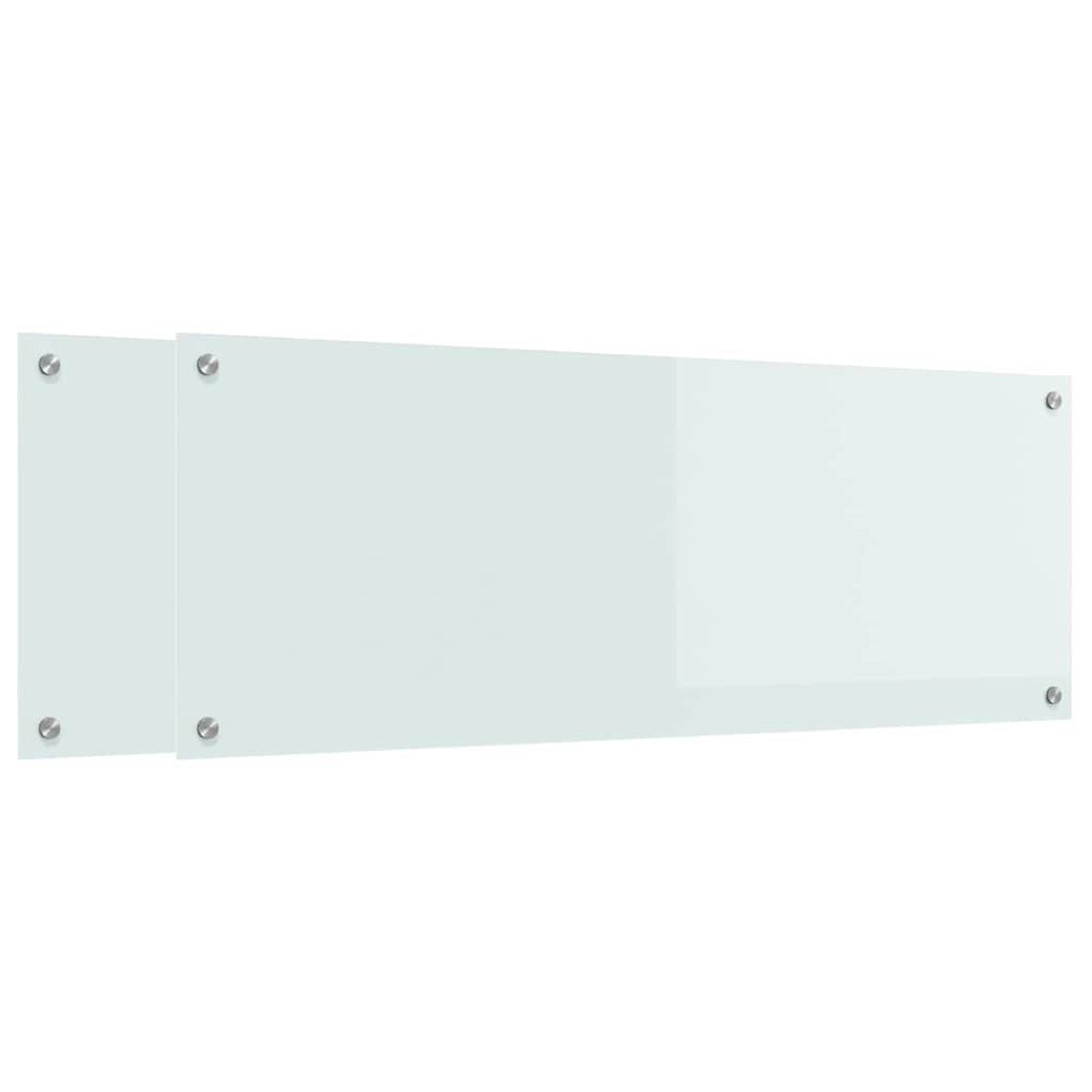 Kuhinjski zid 2 pcs Bijelo 110 x 40 cm Staklo otporno na udarce