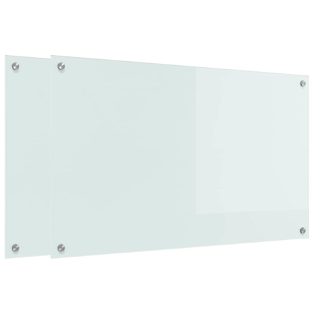 Kuhinjski zid 2 pcs Bijelo 100 x 60 cm Staklo otporno na udarce