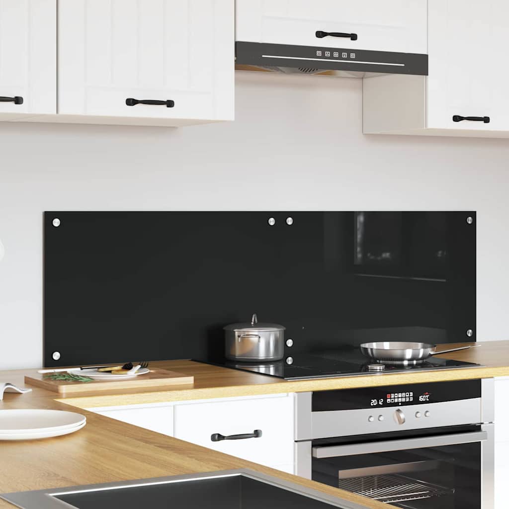 Kuhinjski zid 2 pcs Crna 70 x 40 cm Staklo otporno na udarce