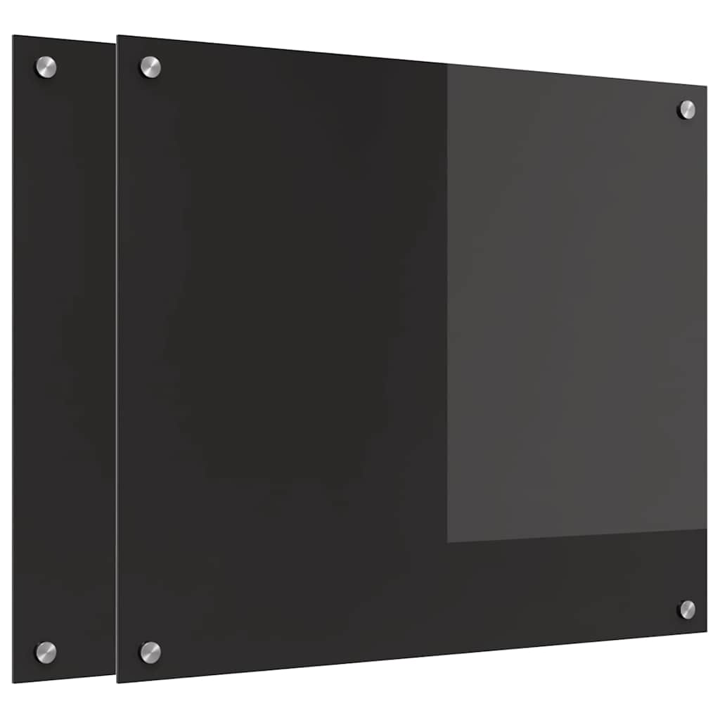 Kuhinjski zid 2 pcs Crna 70 x 60 cm Staklo otporno na udarce