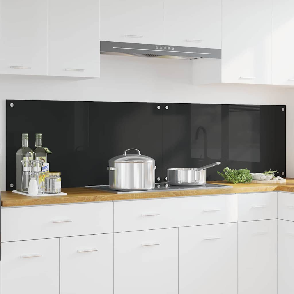 Kuhinjski zid 2 pcs Crna 100 x 50 cm Staklo otporno na udarce