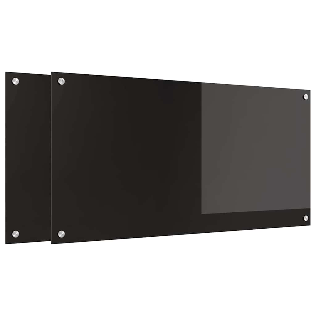 Kuhinjski zid 2 pcs Crna 100 x 50 cm Staklo otporno na udarce