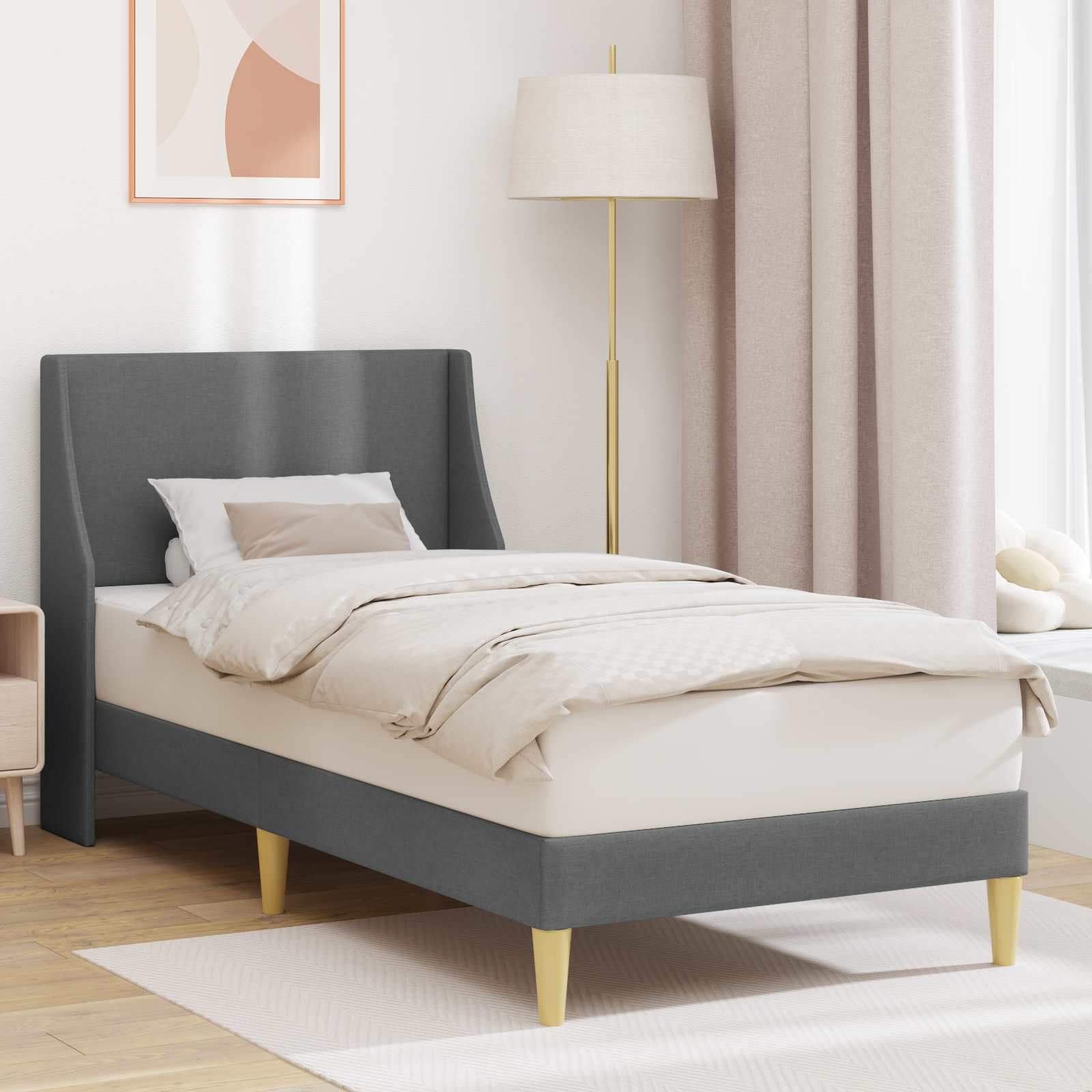 Krevetna konstrukcija Tamno siva 90 x 190 cm Baršun