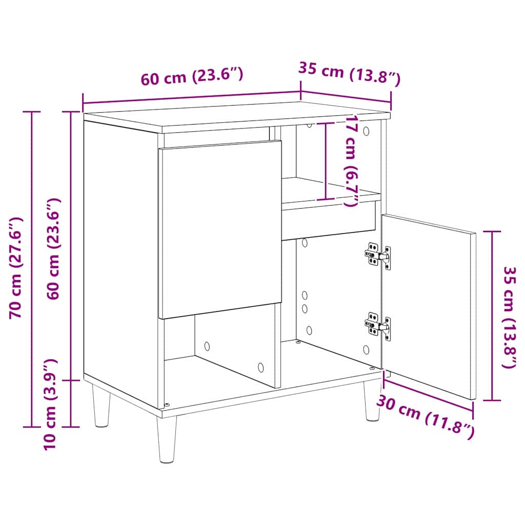 Komode 2 pcs Staro drvo 60 x 35 x 70 cm Konstruirano drvo