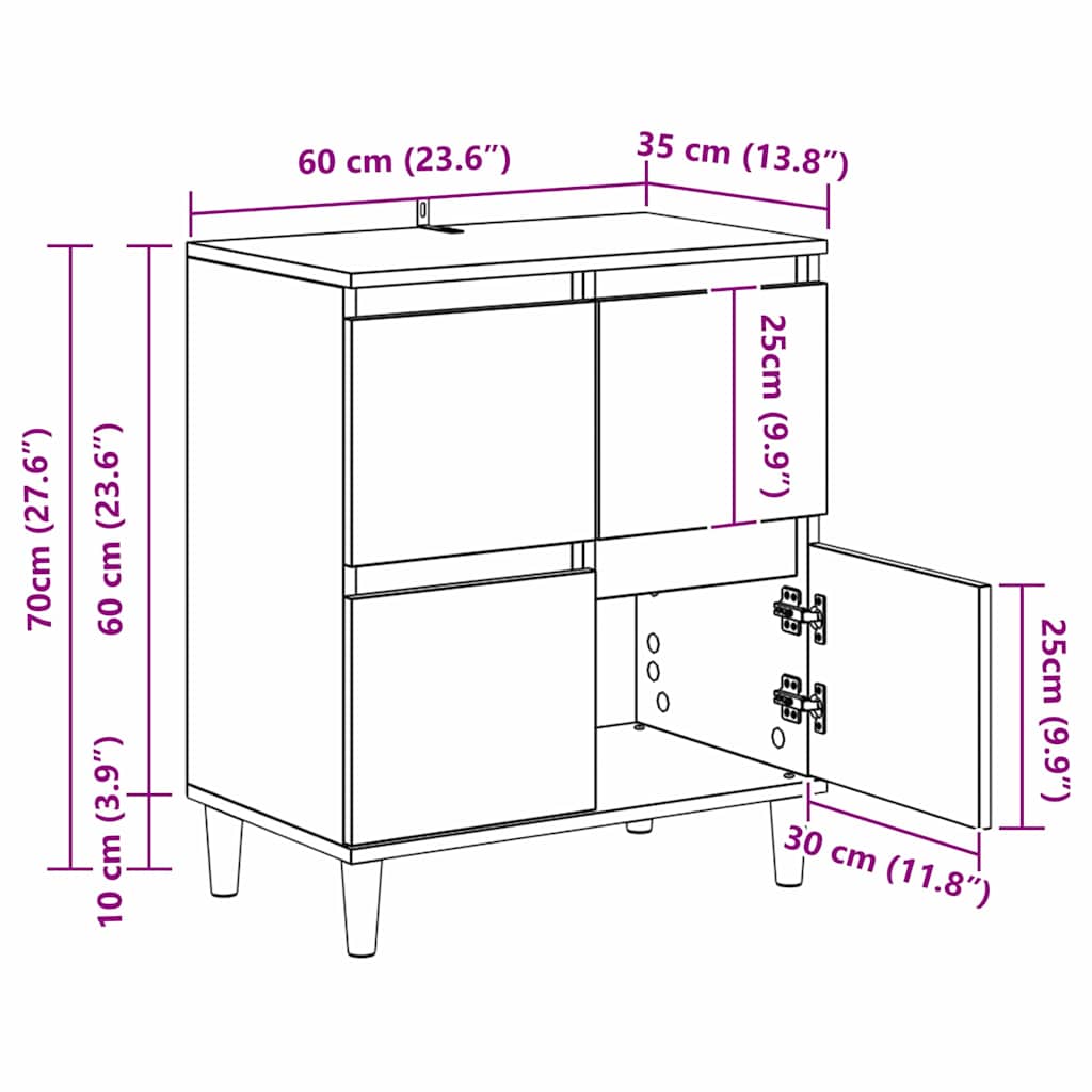 Komode 3 pcs Staro drvo 60 x 35 x 70 cm Konstruirano drvo