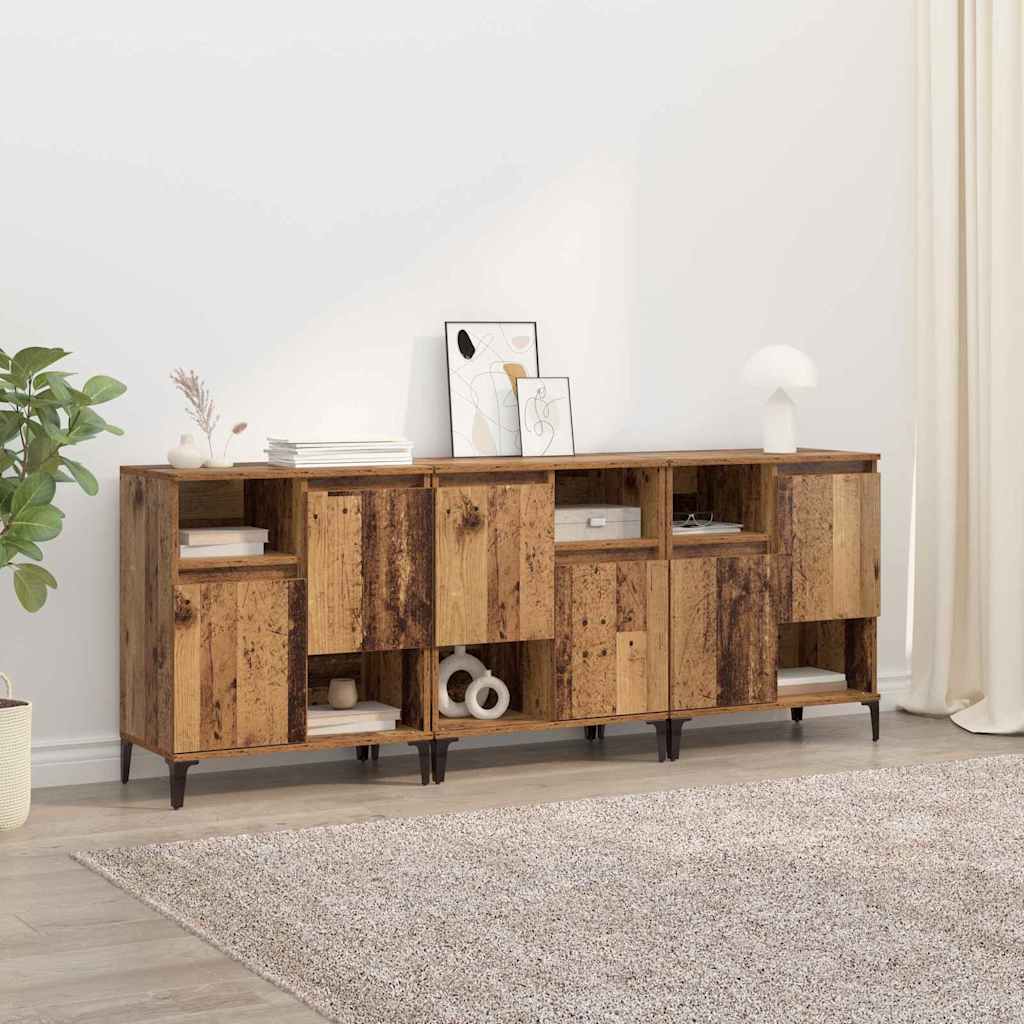 Komode 3 pcs Staro drvo 60 x 35 x 70 cm Konstruirano drvo