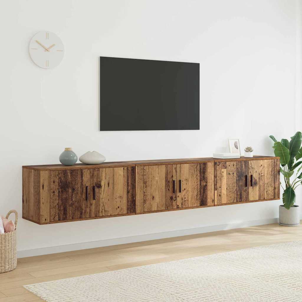Zidni TV ormar set Zidne 3 pcs Staro drvo 80 x 34,5 x 40 cm