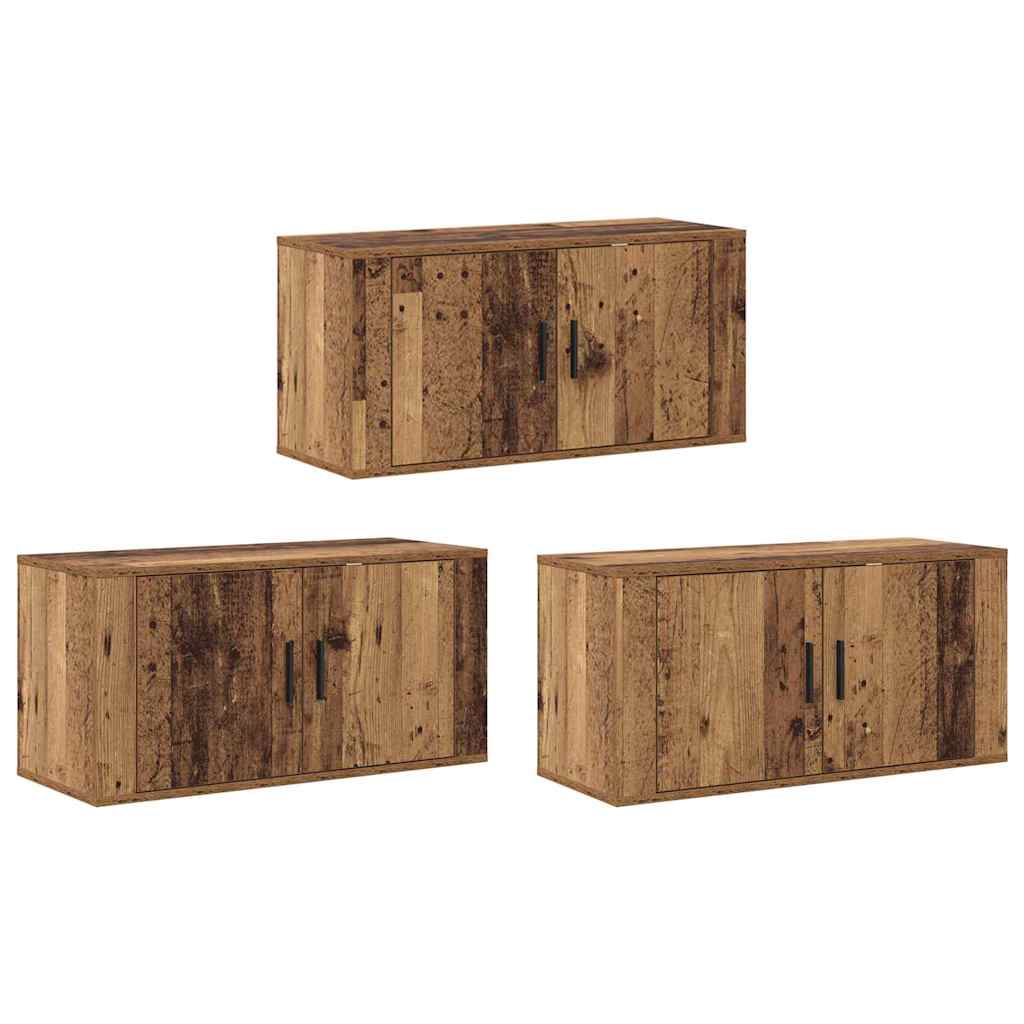 Zidni TV ormar set Zidne 3 pcs Staro drvo 80 x 34,5 x 40 cm
