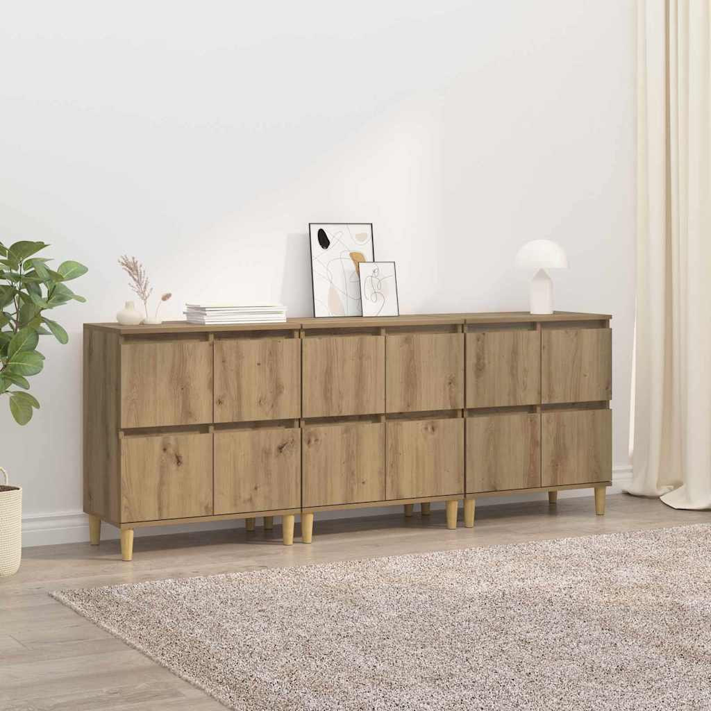 Komode 3 pcs Umjetnički hrast 60 x 35 x 70 cm Konstruirano drvo