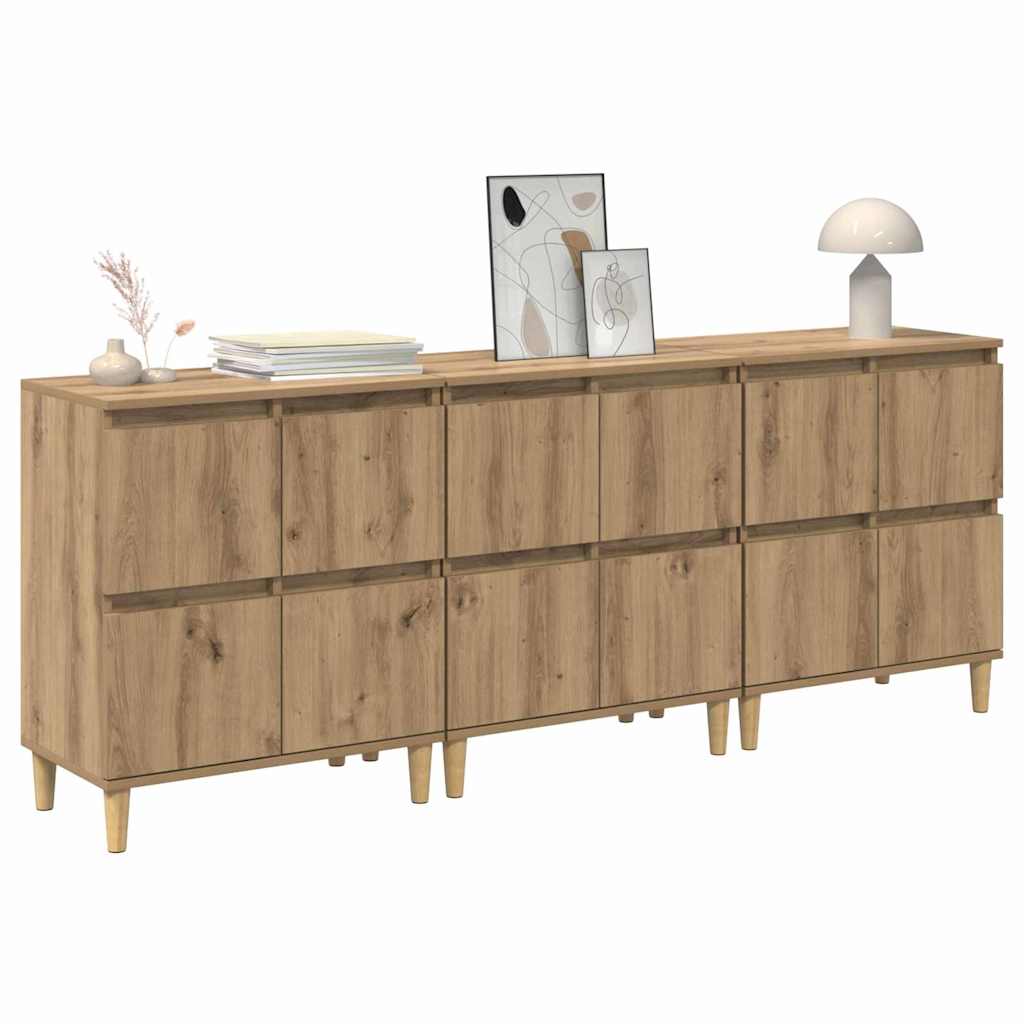 Komode 3 pcs Umjetnički hrast 60 x 35 x 70 cm Konstruirano drvo