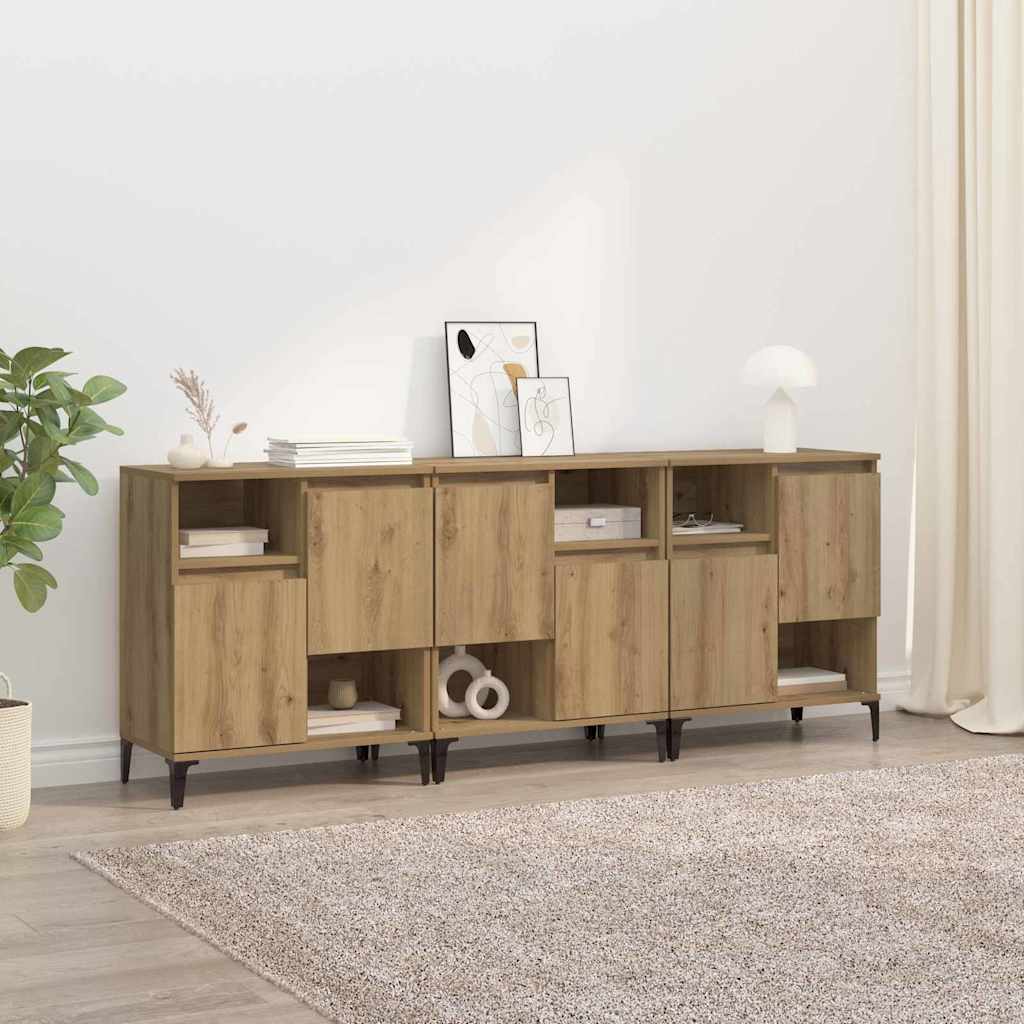 Komode 3 pcs Umjetnički hrast 60 x 35 x 70 cm Konstruirano drvo
