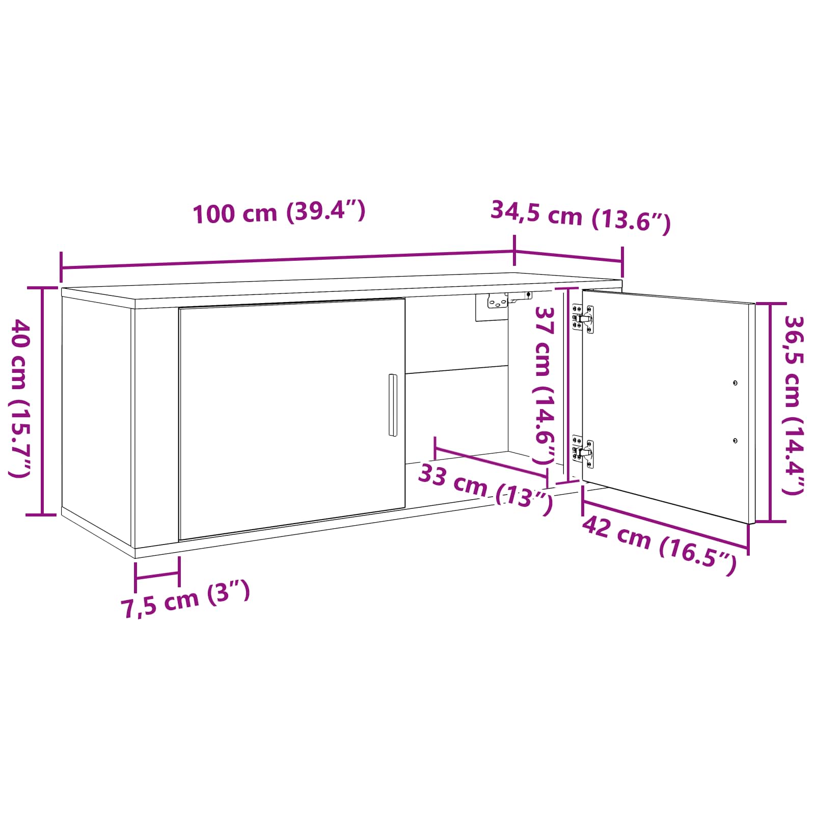 Zidni TV ormar set 2 pcs Umjetnički hrast 100 x 34,5 x 40 cm